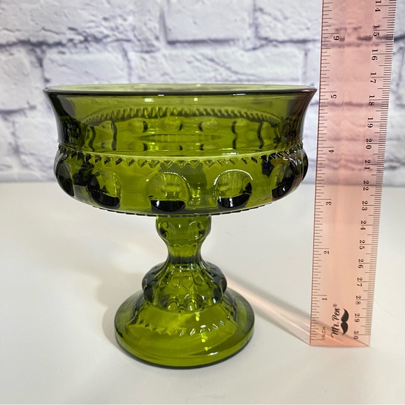 Vintage Green Pedestal Dish Bowl - Picture 3 of 4